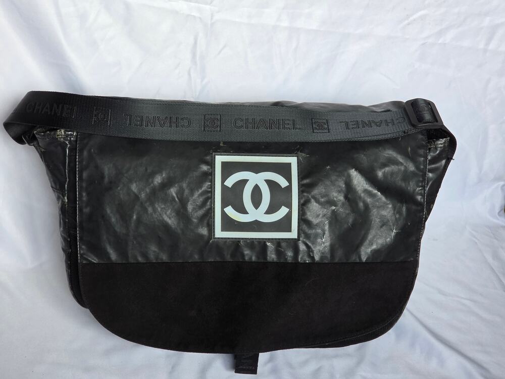 Chanel Extra Large XL CC Logo Sport Ligne Messenger Cross Body Bag